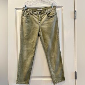 Free People Distressed Army Green Straight Leg Jean